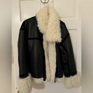 Lioness faux leather and fluff jacket